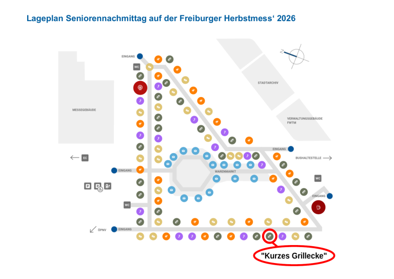 Lageplan: Kurzes Grillecke auf dem Messegelände Freiburg